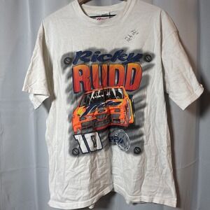 VTG 90s Autographed Ricky Rudd #10 Tide Racing Tee Mens XL‎ NASCAR * Read*